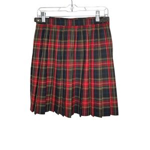 Jones New York Pleated‎ Tartan Plaid Mini Skirt Buckle Waist Red Size 10P